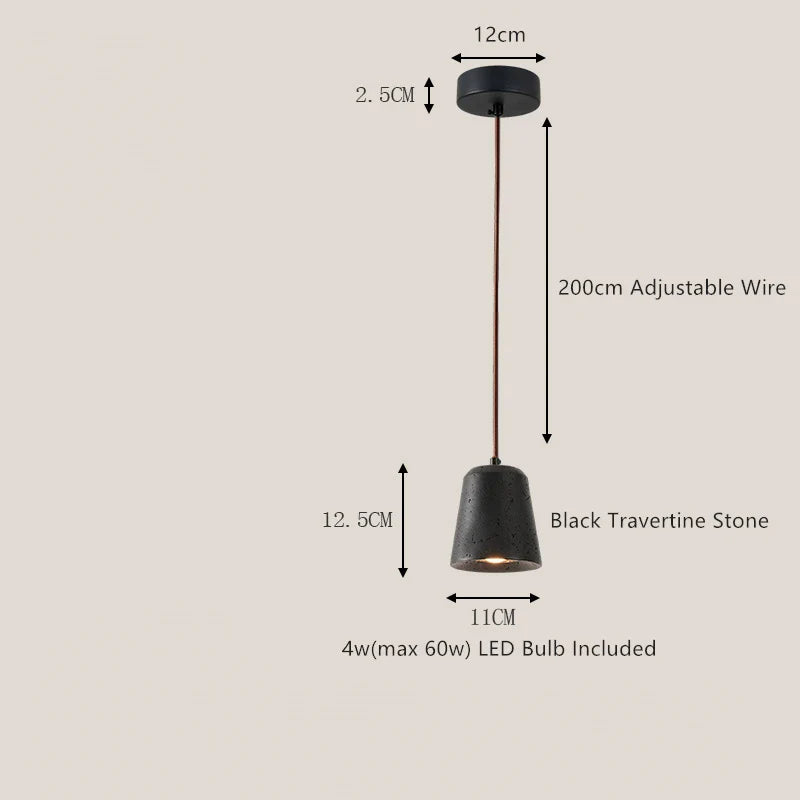 Afralia™ Black Travertine LED Pendant Lamp for Dining Living Room Bedroom and Cafe