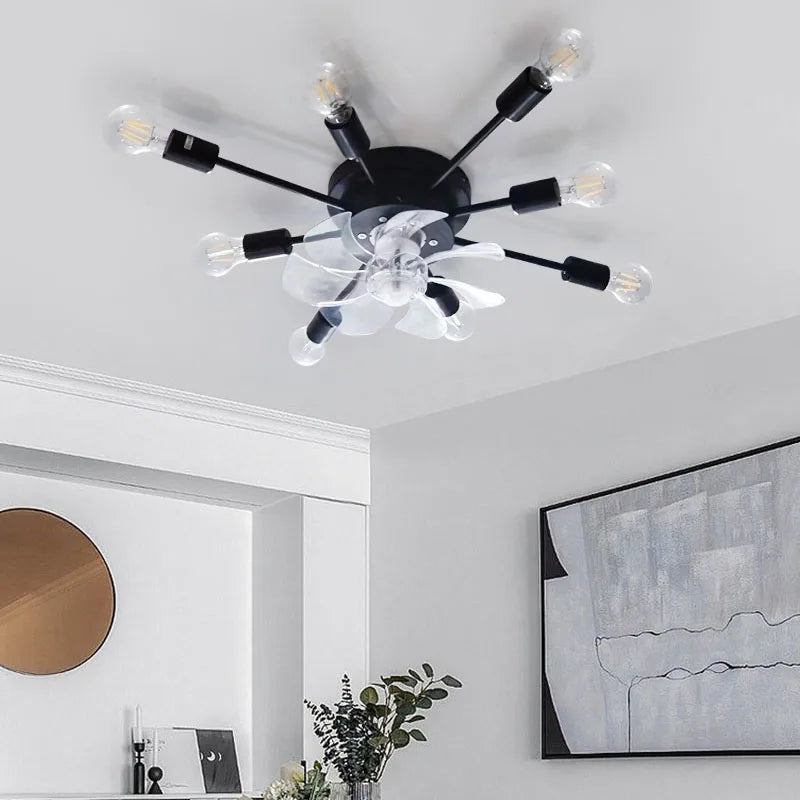 Afralia™ Industrial Ceiling Fan with Remote Control & LED Lights