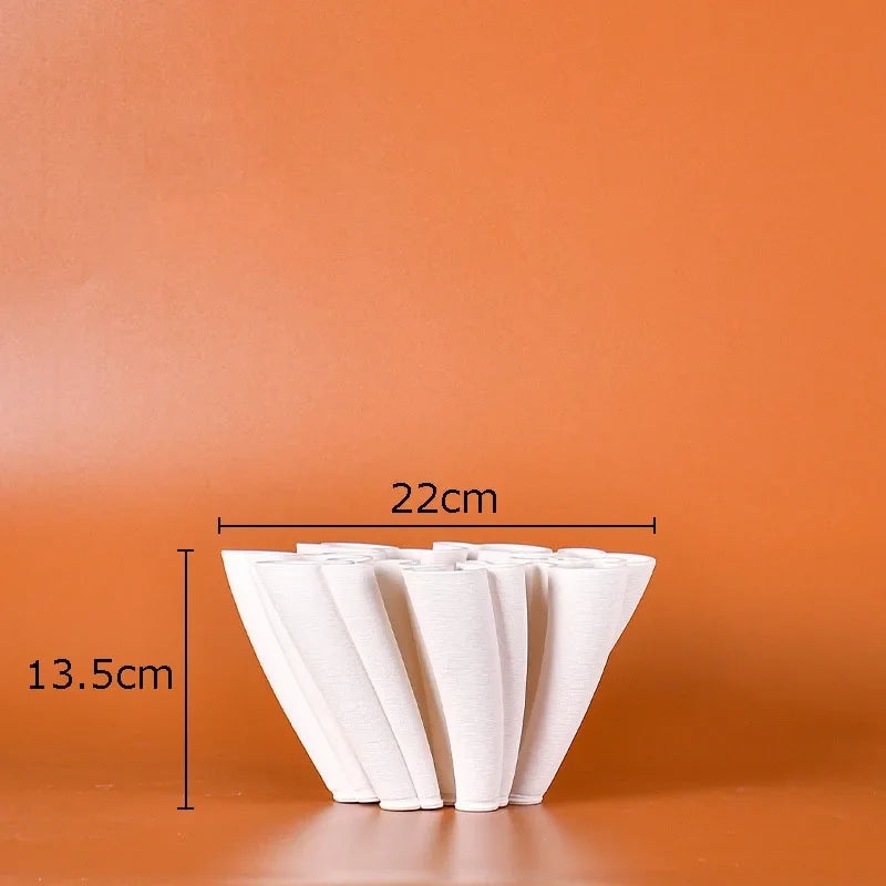 Afralia™ Ceramic Vase Plant Pots White Porcelain Floral Desk Decor Crafts Flower Pots