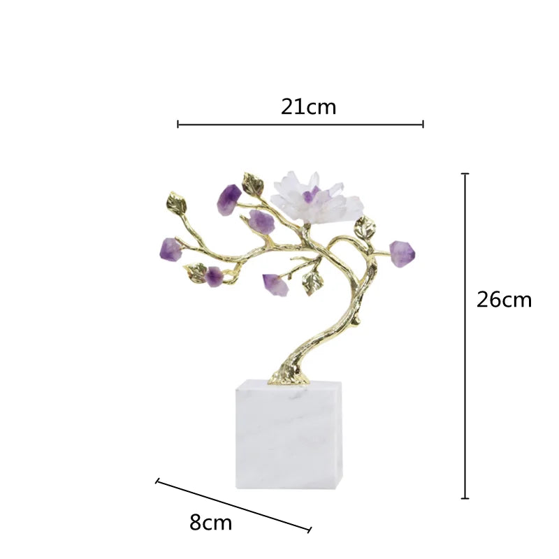 Amethyst Crystal Tree: Elegant Home Decor by Afralia™ - Sculpted Flower Figurine & Metal Accents