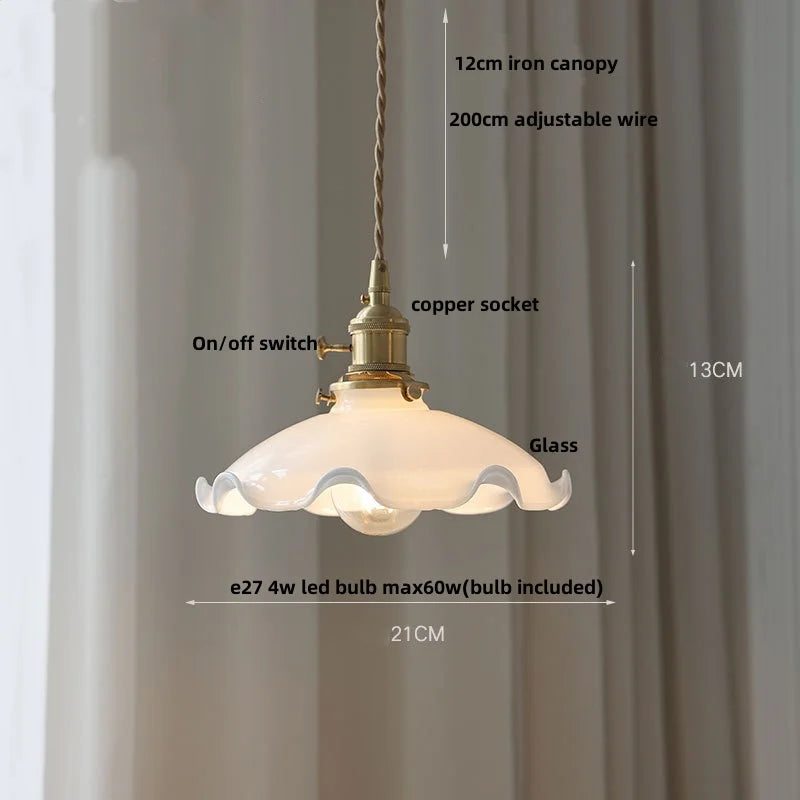 Afralia™ White Bud Glass LED Pendant Light: Modern Nordic Hanging Lamp with Adjustable Wire