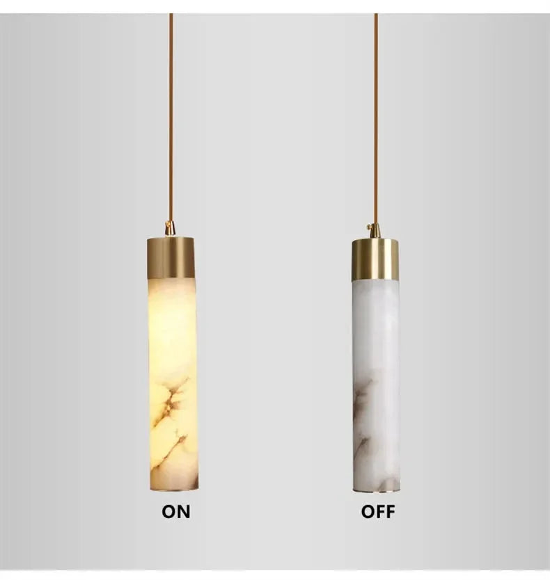 Afralia™ Copper LED Pendant Light: Modern Marble Single Head for Bedroom, Restaurant, and Corridor