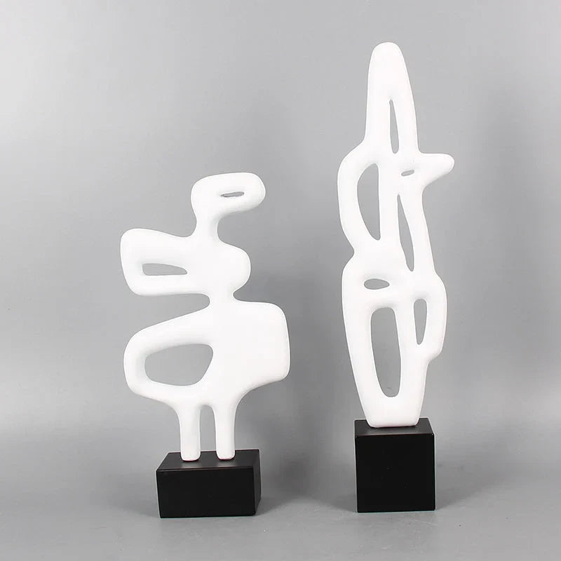 Afralia™ Geometric Resin Sculpture Set, Black and White Irregular Decor Figurines
