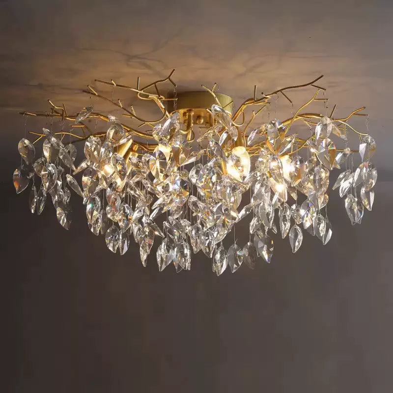 Afralia™ Luxury Gold Branch Ceiling Light Fixture