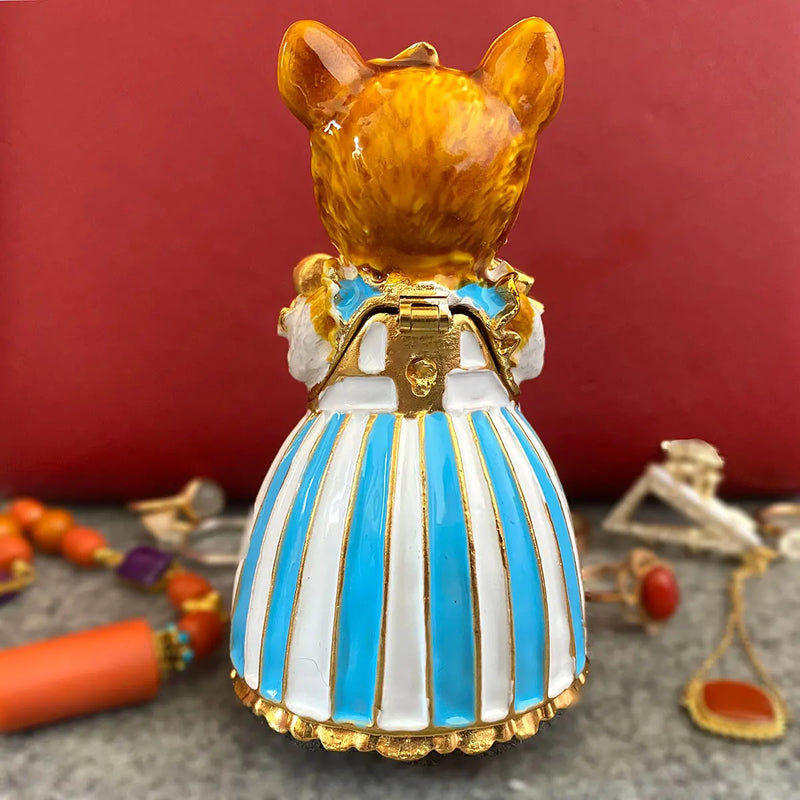 Afralia Elegant Cat Jewelry Trinket Box | Hinged Enamel Figurines | Collectible Gift Holder