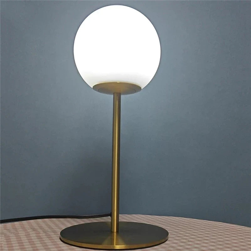 Afralia™ Glass Ball Table Lamp for Bedroom, LED Desk Light with E27 Bulb