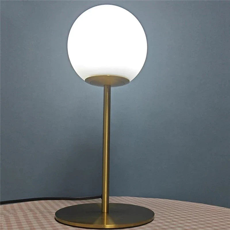 Afralia™ Glass Ball LED Table Lamp Simple Nordic Design Elegant Bedroom Decor