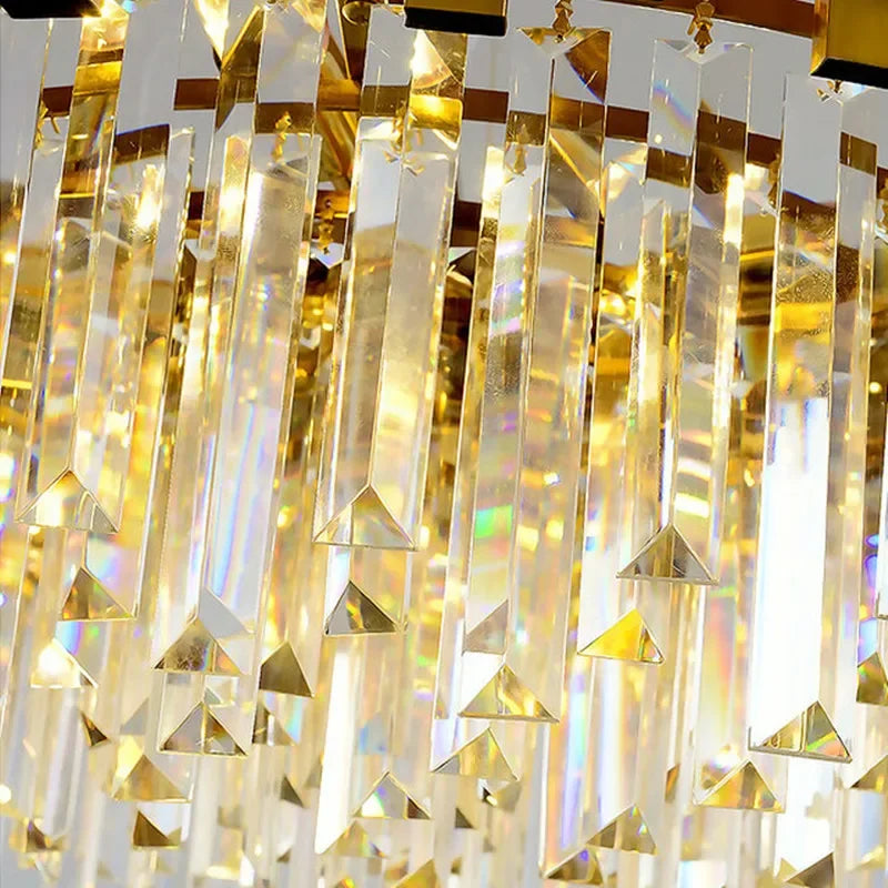 Afralia™ Crystal Ceiling Lamp: Modern Luxury Gold Round LED Living Room Lighting Fixtures