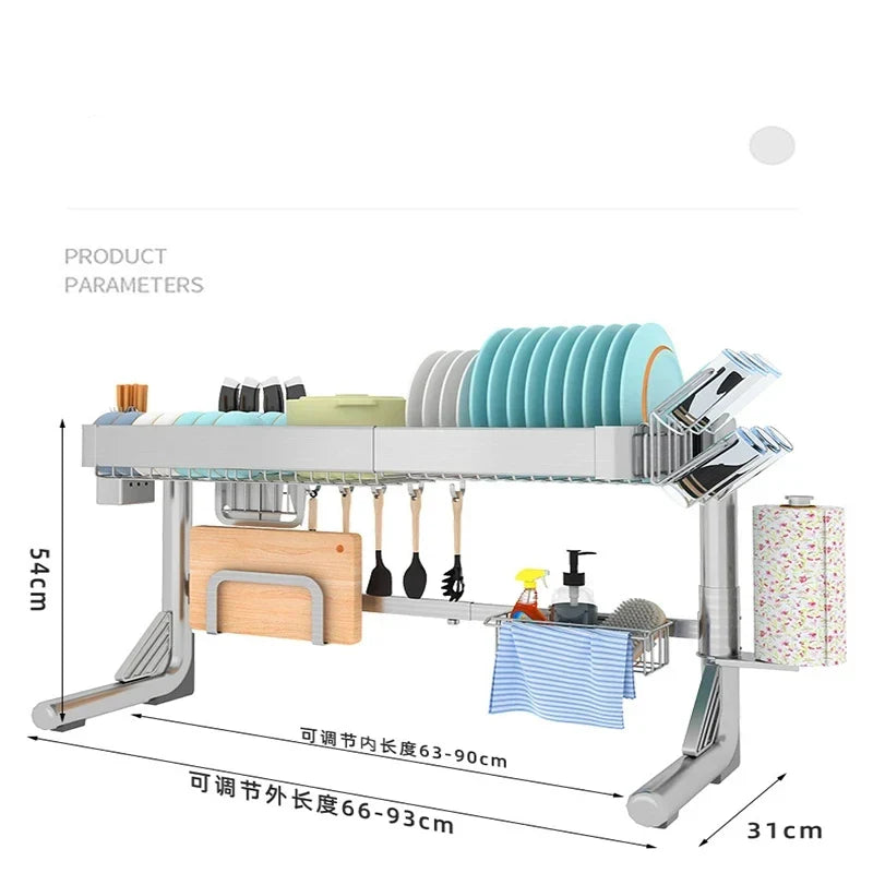 Afralia™ Stainless Steel Kitchen Organizer: Cutlery, Bowl, Cutting Board Holder & Utensil Rack