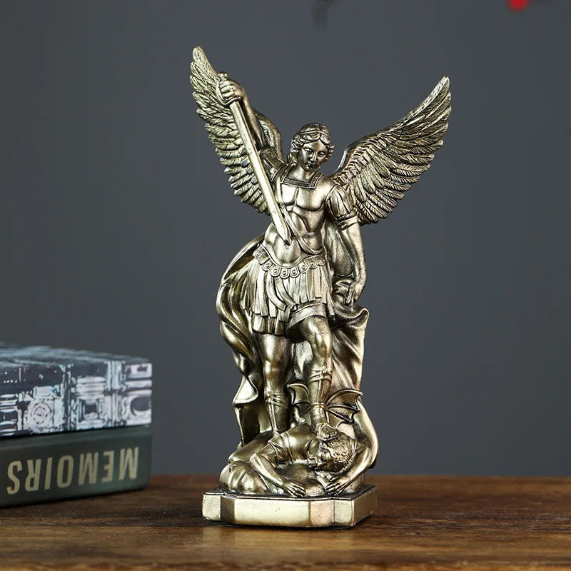 Afralia™ St. Michael Catholic Saint Sculpture Resin Decor Figure Church Altar Home Protection