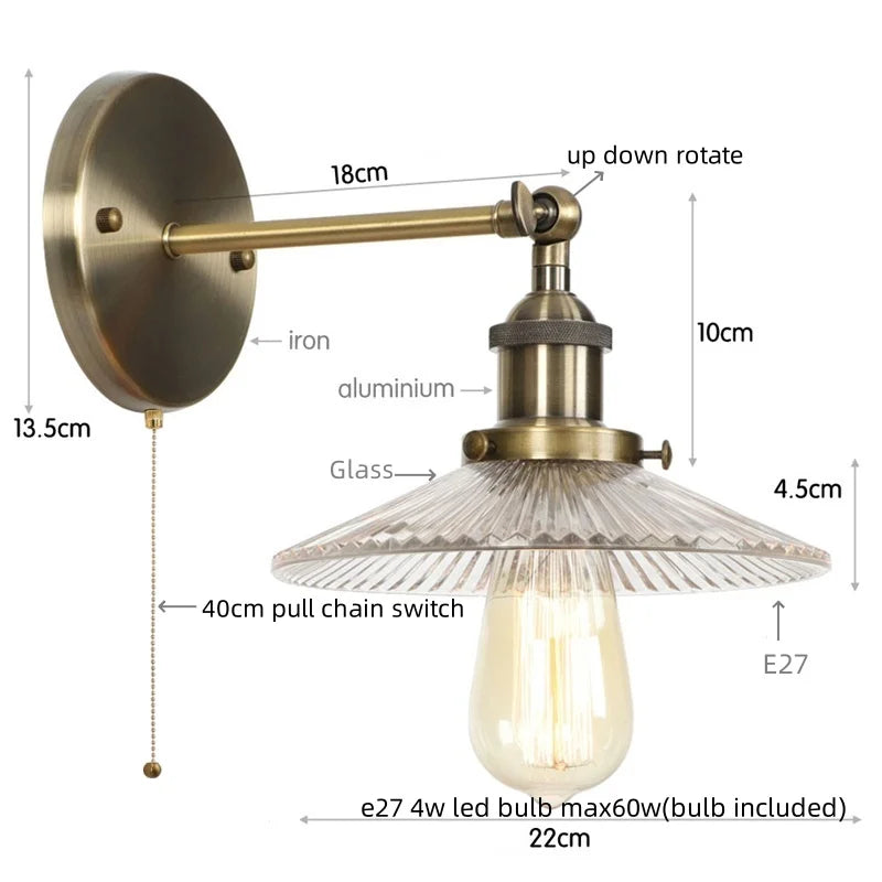 Afralia™ Vintage Chrome LED Wall Light with Clear Glass Sconce for Indoor Bedroom