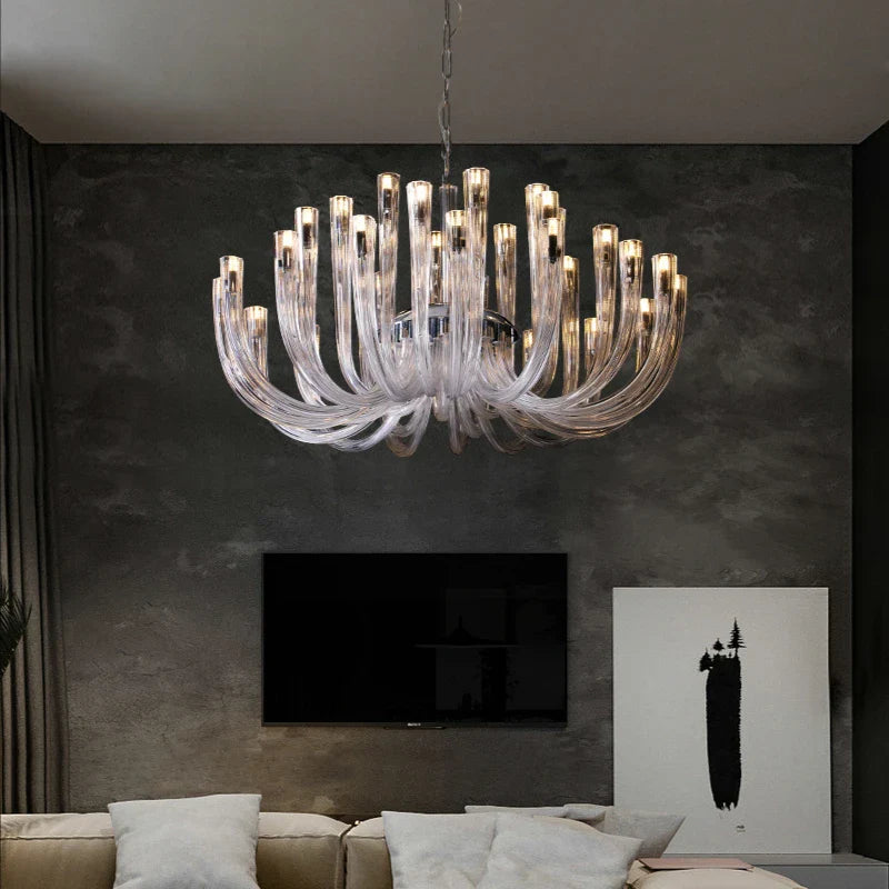 Afralia™ Glass U-shaped Chandelier with G9 Bulb - Modern Luxury Art Pendant Lighting