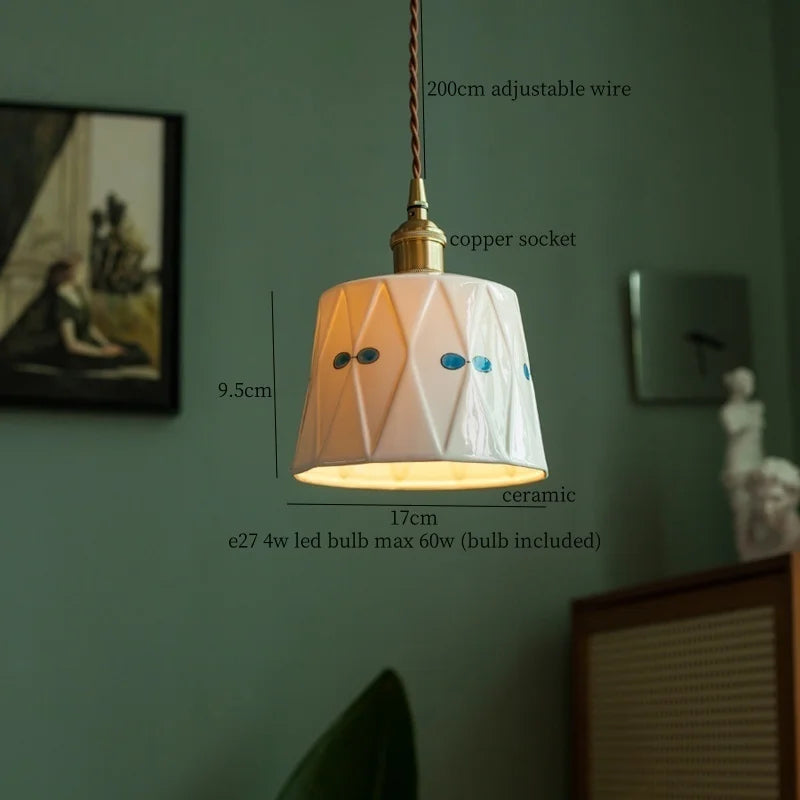 Afralia™ Twill Ceramic LED Pendant Light: Japanese Vintage Style for Home and Cafe