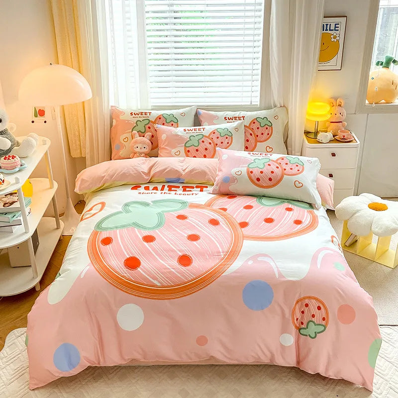 Afralia™ Flower Single Double Bedding Set Full Size Cotton Duvet Cover High Quality Quilt Cover Set