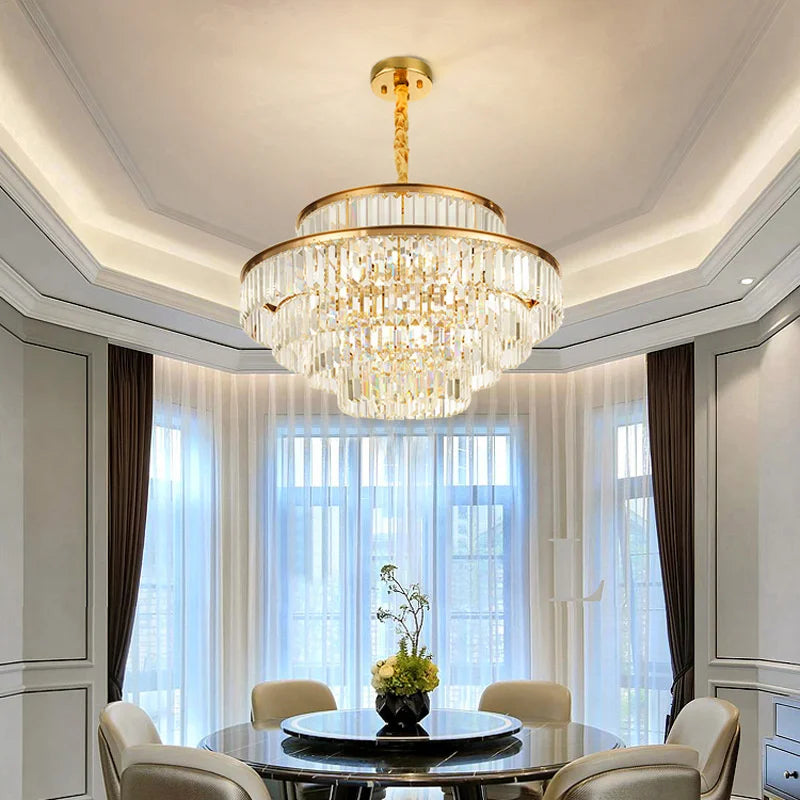 Afralia™ Crystal Luxury Chandelier: Modern 5-Layer LED Ceiling Lamp for Home Indoor Decor