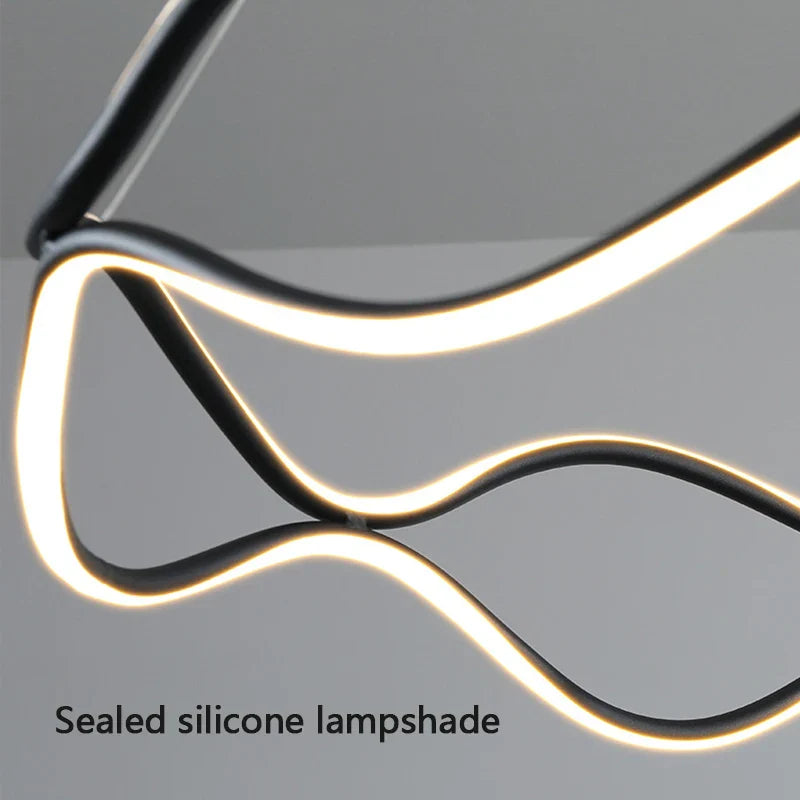 Afralia™ Wave Ring LED Pendant Chandelier for Living Room Bedroom, Modern Circle Lamp Fixture