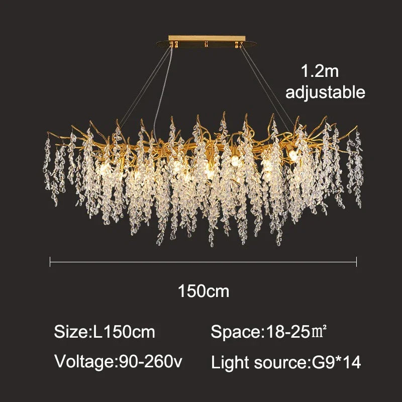 Afralia™ Luxury Crystal Chandelier LED Pendant Light for Home Decor and Lighting