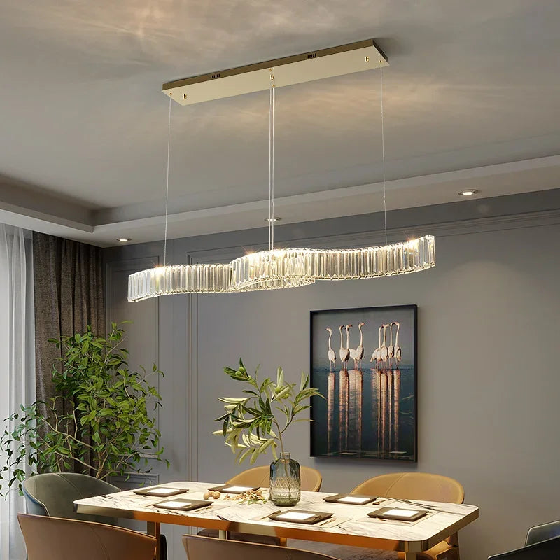 Afralia™ Modern Crystal LED Chandelier for Dining Room Luxury Kitchen Island Light