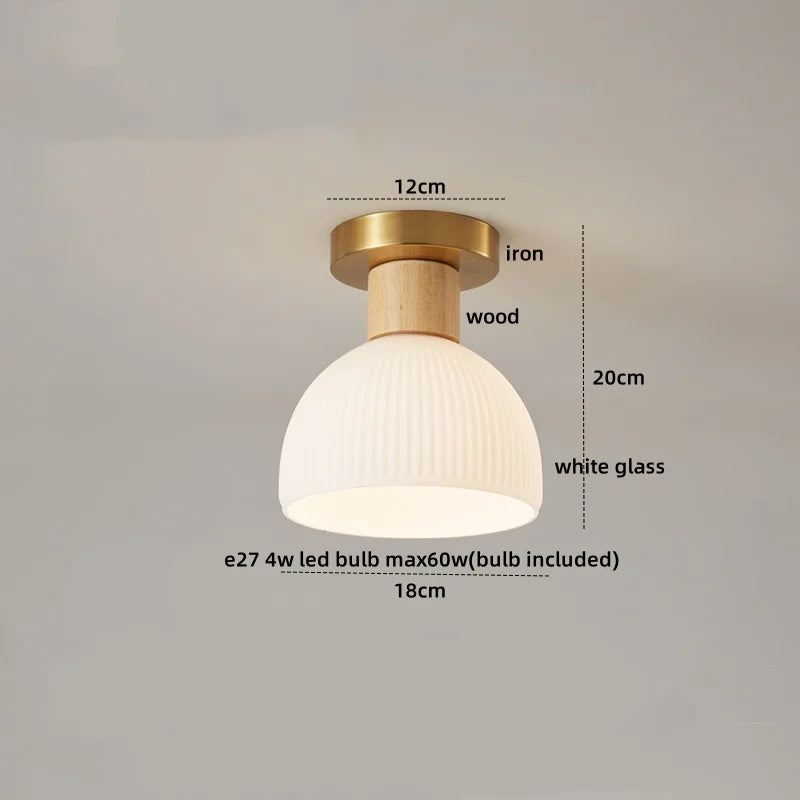Afralia™ Wood Glass LED Ceiling Lamp Modern Kitchen Living Room Light Fixture