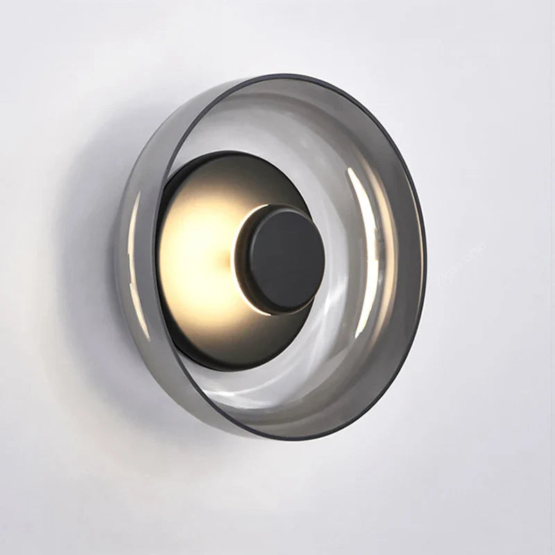 Afralia™ Smoke Grey Glass Wall Light with Luxury Golden Background - Elegant Home Decor