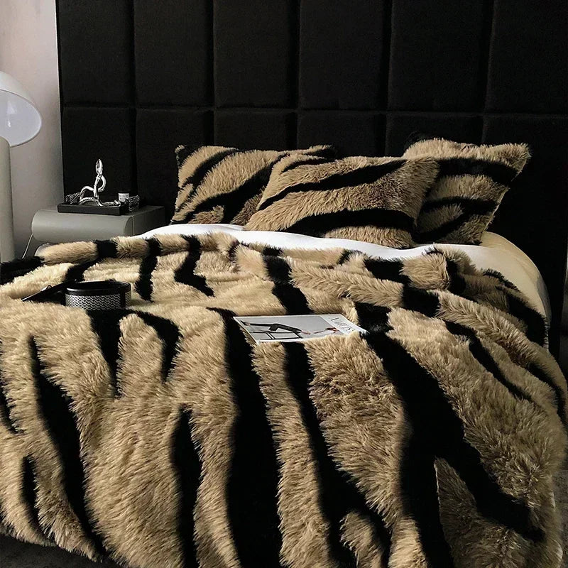 Afralia™ Faux Fox Fur Warm Plush Blanket for Bed and Sofa