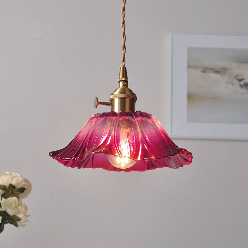 Afralia™ Purple Flower Glass LED Pendant Lamp - Modern Hanging Light