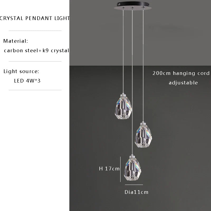 Afralia™ Pink Crystal Pendant Lights: Modern Sleek LED Luxury Elegance Hanging Lamps