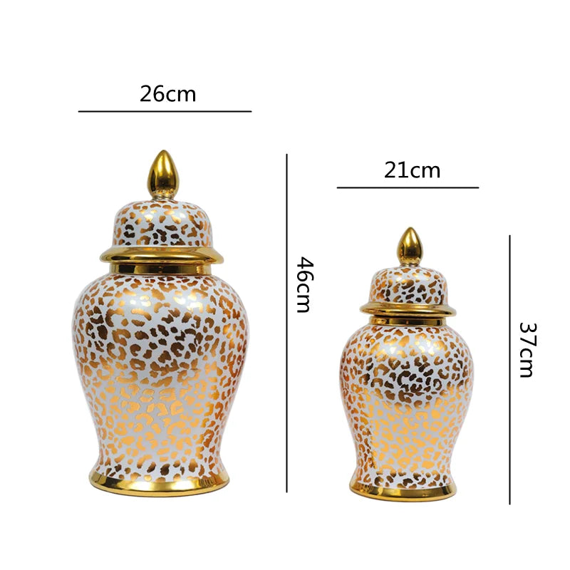 Afralia™ Leopard Print Ceramic Checkmate Jar: Vintage Home Decor Vase & Storage Tank