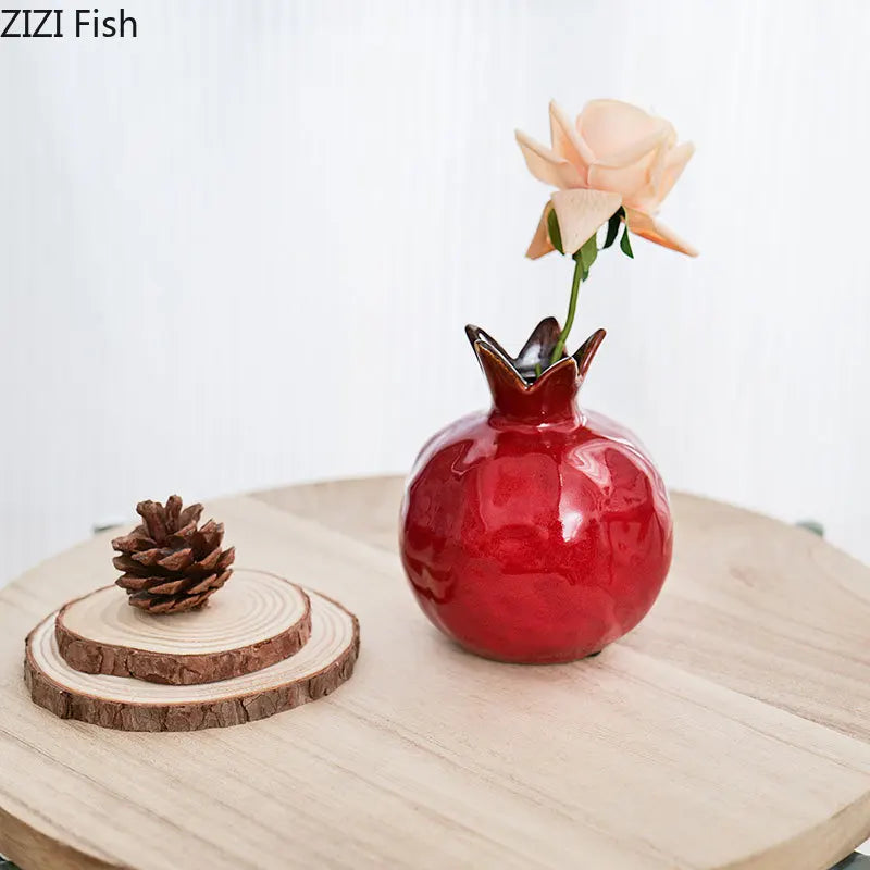Afralia™ Porcelain Pomegranate Vase: Ceramic Table Decoration for Aesthetic Room Decor