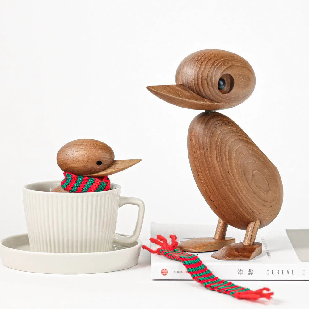 Afralia™ Wooden Duck Couple Dolls Nature Animal Ornaments Figurines