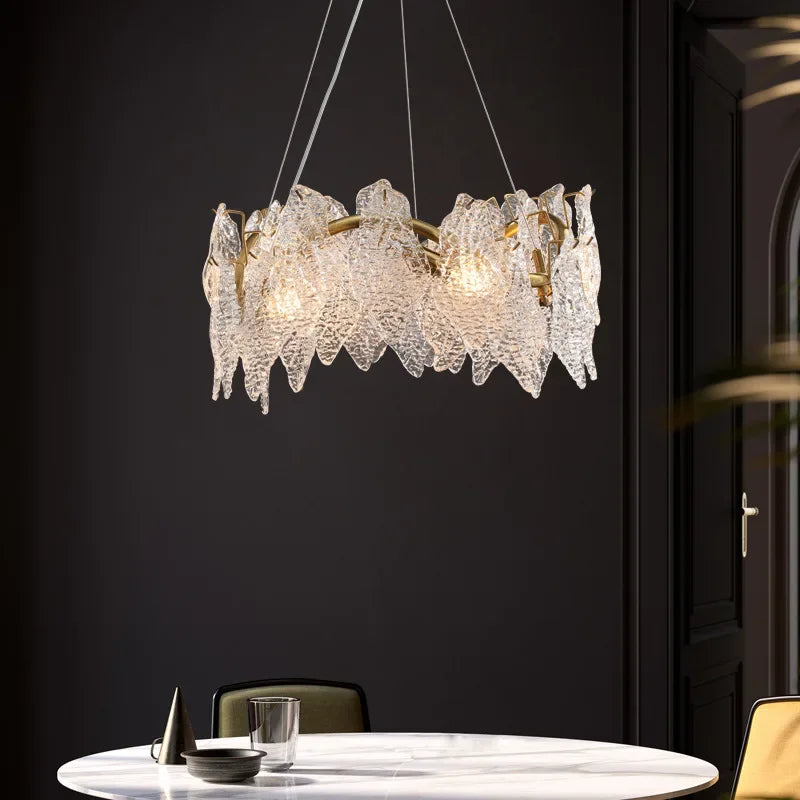 Afralia™ Wavy Gold Crystal Chandelier LED Pendant Light for Nordic Home Decor