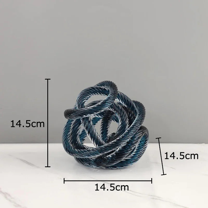 Afralia™ Modern Glass Chain Cluster Sculpture Transparent Thread Ball Aesthetics Decor