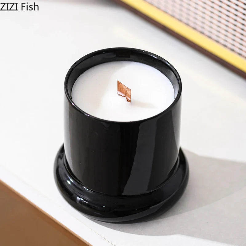 Afralia™ Ceramic Candle Holder Cylinder Candlestick Aroma Diffuser Home Decoration