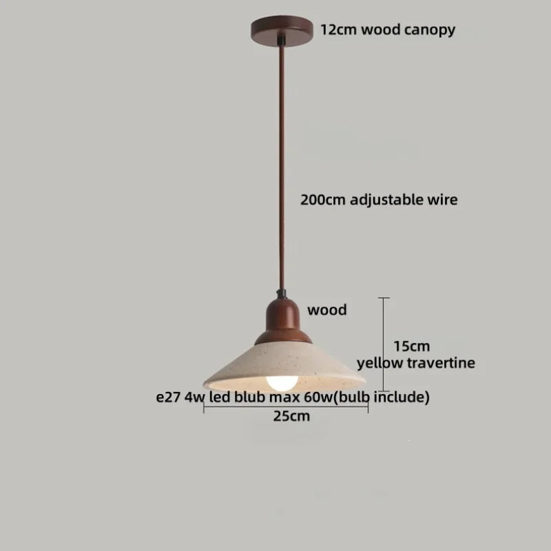 Afralia™ Yellow Travertine LED Pendant Light: Wabi Sabi Dining Room Decor