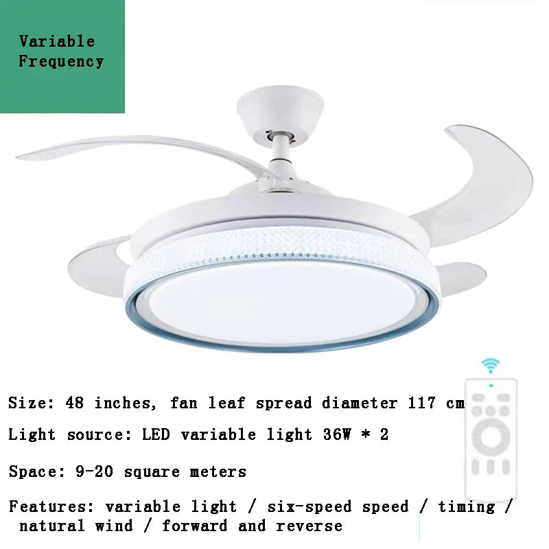 Afralia™ Modern LED Ceiling Fan with Retractable Blades and Remote Control