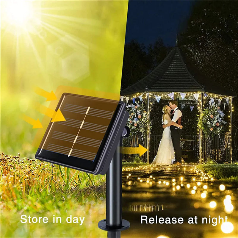 Afralia™ Solar Curtain Lights: Waterproof LED Outdoor Fairy String Lights for Yard Christmas Decor