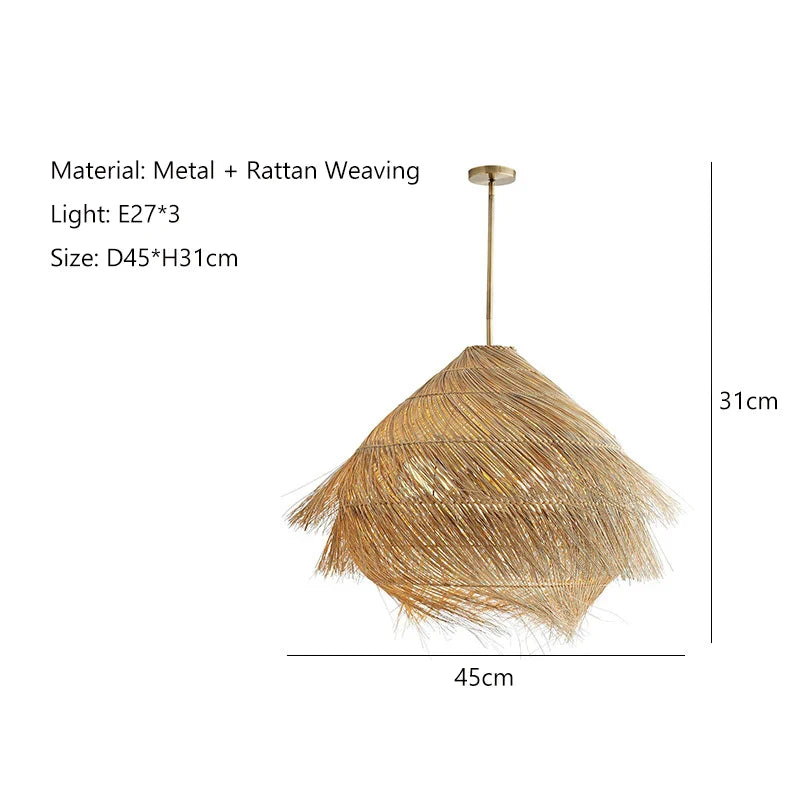 Afralia™ Rattan Wabi Sabi LED Chandelier for Home Decor Lighting