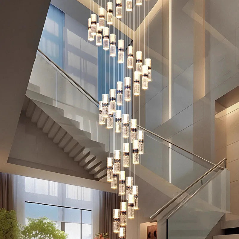 Afralia™ Modern Stair Chandelier Pendant Light LED Ceiling Lamp for Living Room