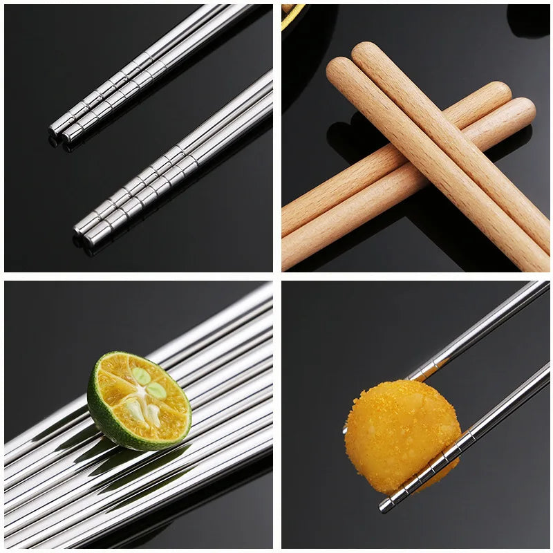 Afralia™ Stainless Steel Long Chopsticks, Reusable Metal Tableware for Noodles, Hot Pot