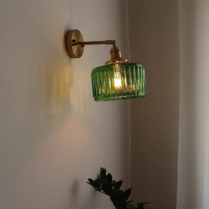 Afralia™ Modern Glass Copper LED Wall Lights Living Room Kitchen Bedside Lamp