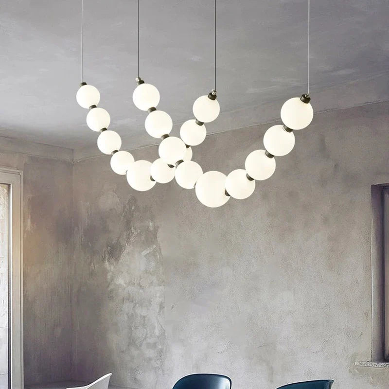 White Bead Pendant Necklace by Afralia™: Modern Chandeliers & Lamps for Home Decor