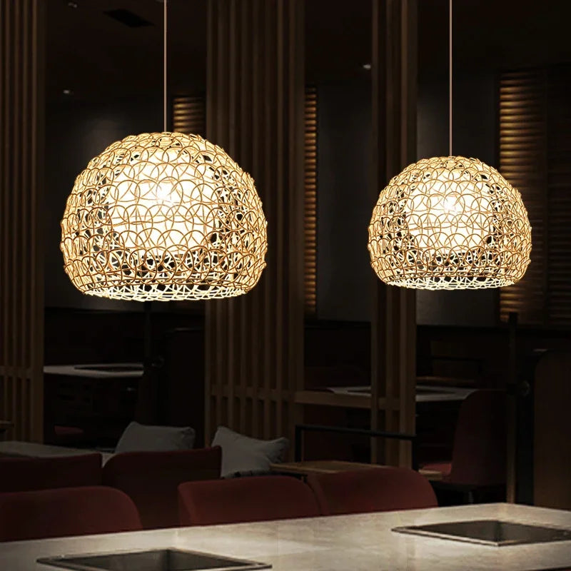 Nordic Rattan Bamboo Pendant Lights | Idyllic Chandelier by Afralia™