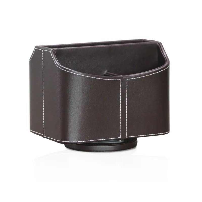 Leather Remote Caddy, 360° Spinning TV Holder Organizer for Bedside Table by Afralia™