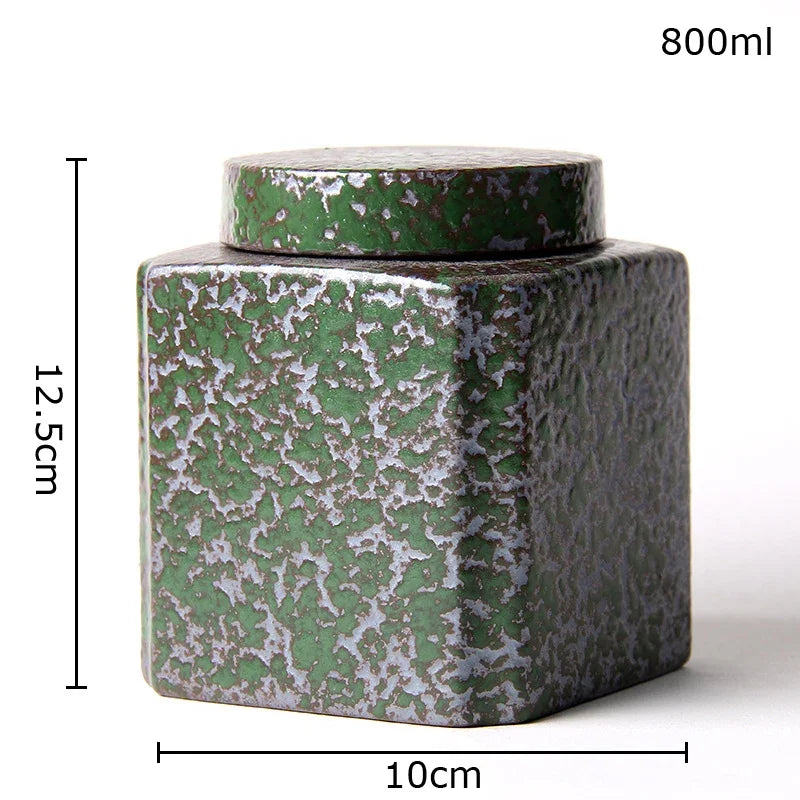 Afralia™ Ceramic Tea Canister | Sealed Coffee Storage Jar | Rough Pottery Tea Caddy