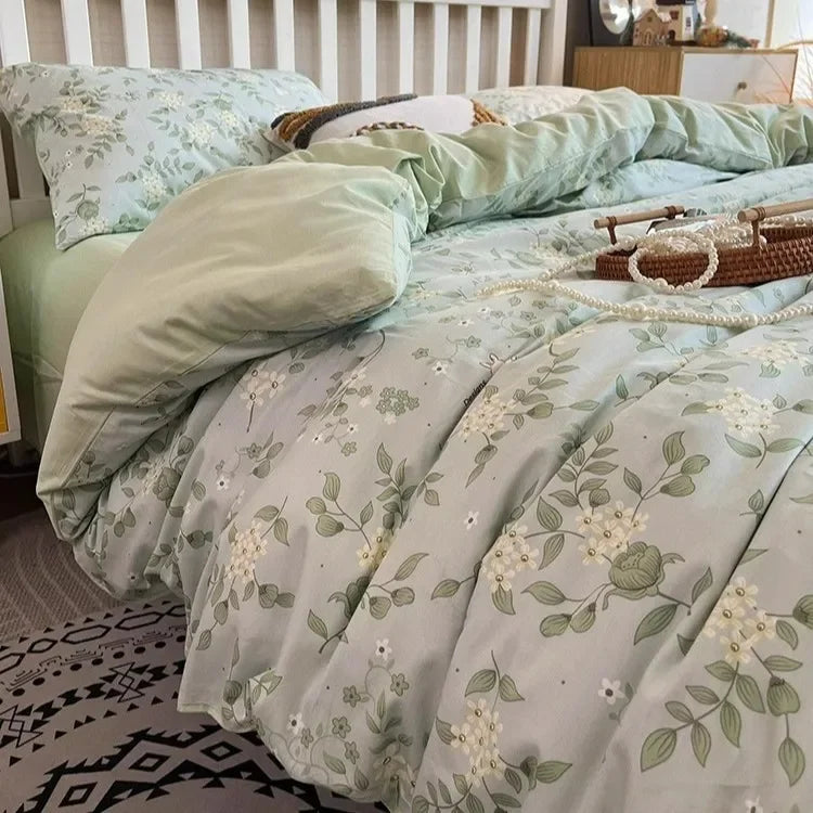 Afralia™ Boho Pattern Printed Cotton Bedding Set for Queen King Bed Linens