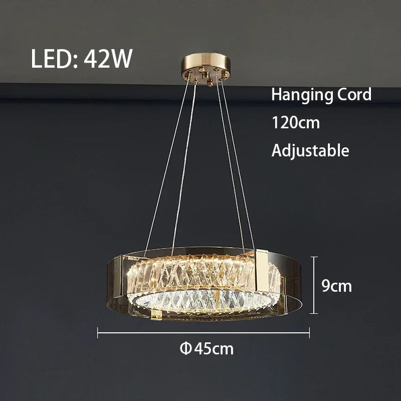 Afralia™ Crystal LED Ceiling Chandelier Dimmable Luxury Modern Room Decor Bedroom Light