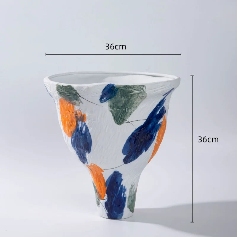Afralia™ Abstract Irregular Ceramic Vase Set Colorful Graffiti Ornaments Home Decoration