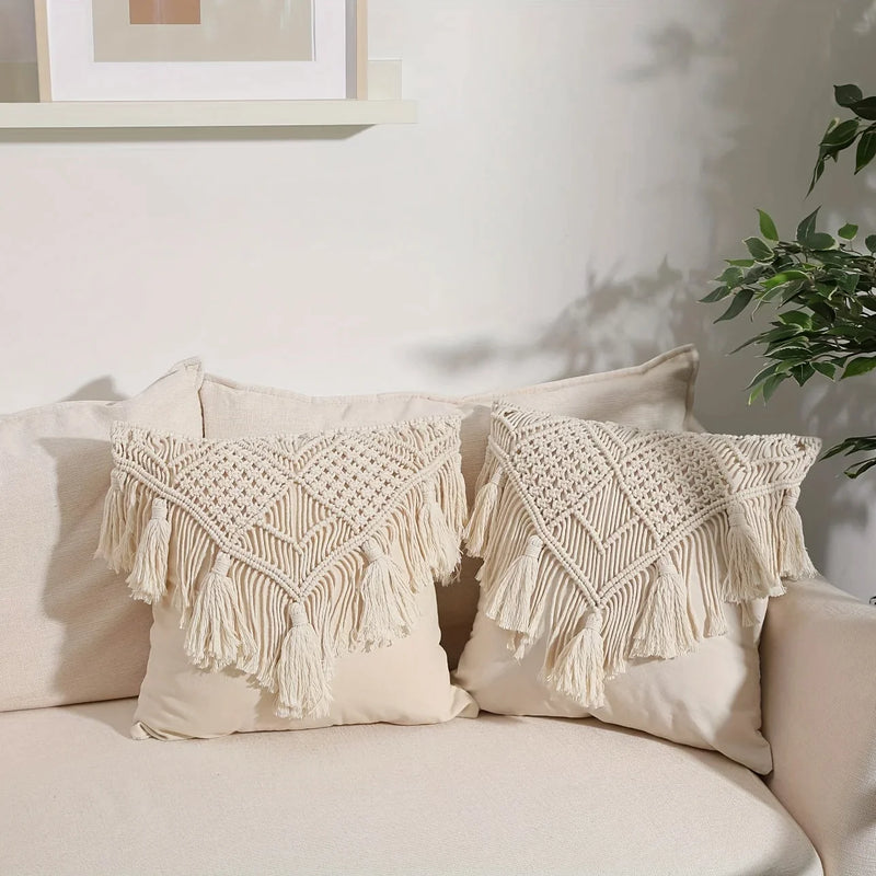 Boho Tassel Cushion Cover 45x45cm Nordic Style for Sofa Bed Decor by Afralia™