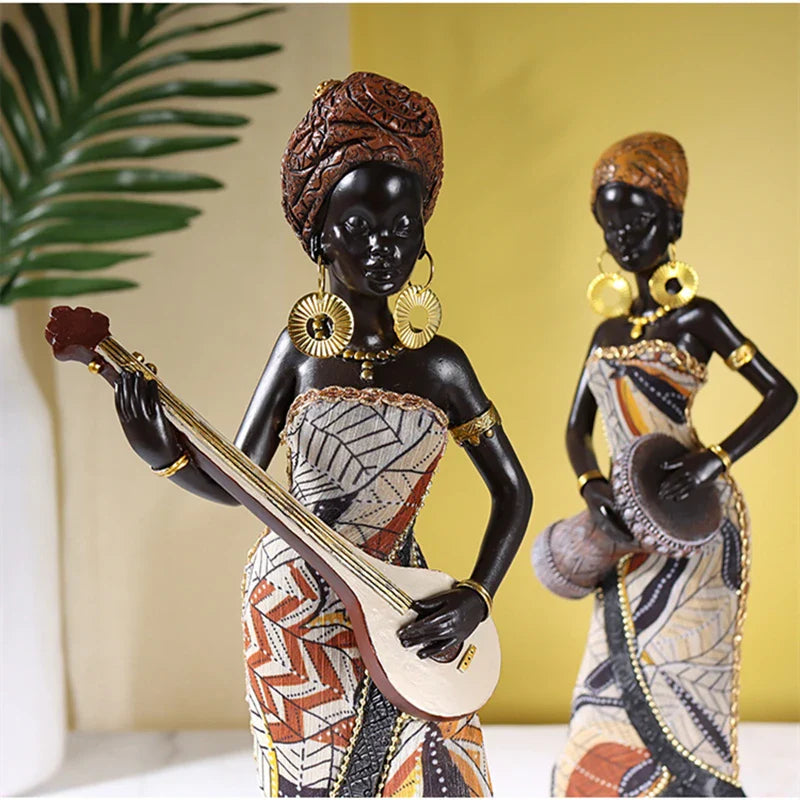 Afralia™ Vintage African Women Art Sculpture Home Decor Figurine