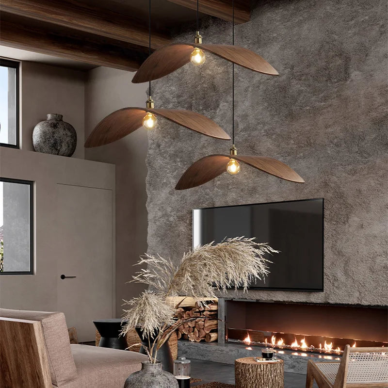 Afralia™ Wood Pendant Light for Villa Loft Decor LED Dining Room Hanging Lamp